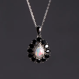 ‘Greta’ Pear Opal Spinel Halo Necklace