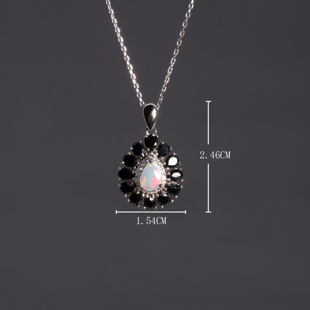 ‘Greta’ Pear Opal Spinel Halo Necklace – dimensions