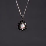 ‘Greta’ Pear Opal Spinel Halo Necklace – front