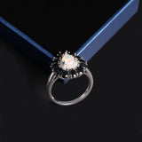 ‘Vela’ Pear Opal Spinel Halo Ring – with ring box