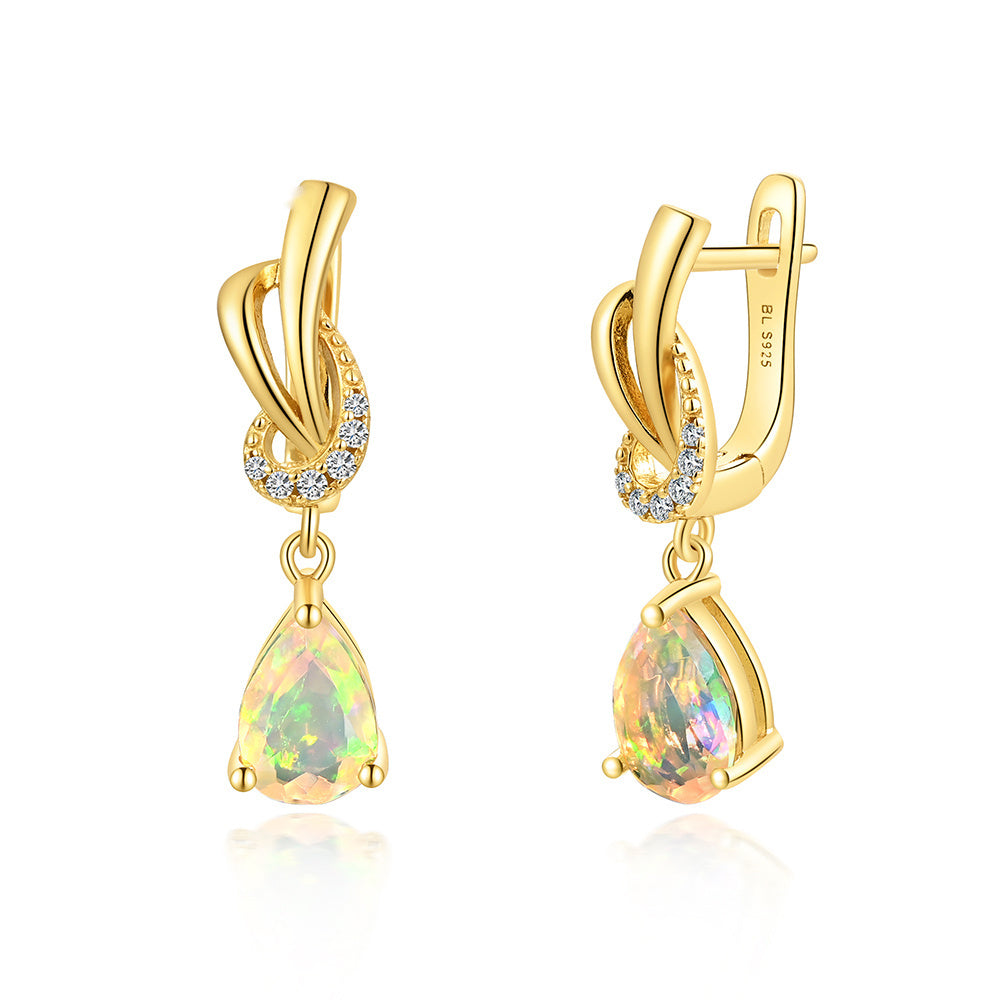 ‘Georgia’ Pear Opal Swirl Drop Earrings