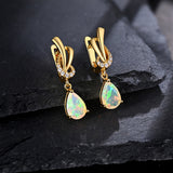 ‘Georgia’ Pear Opal Swirl Drop Earrings – on slate