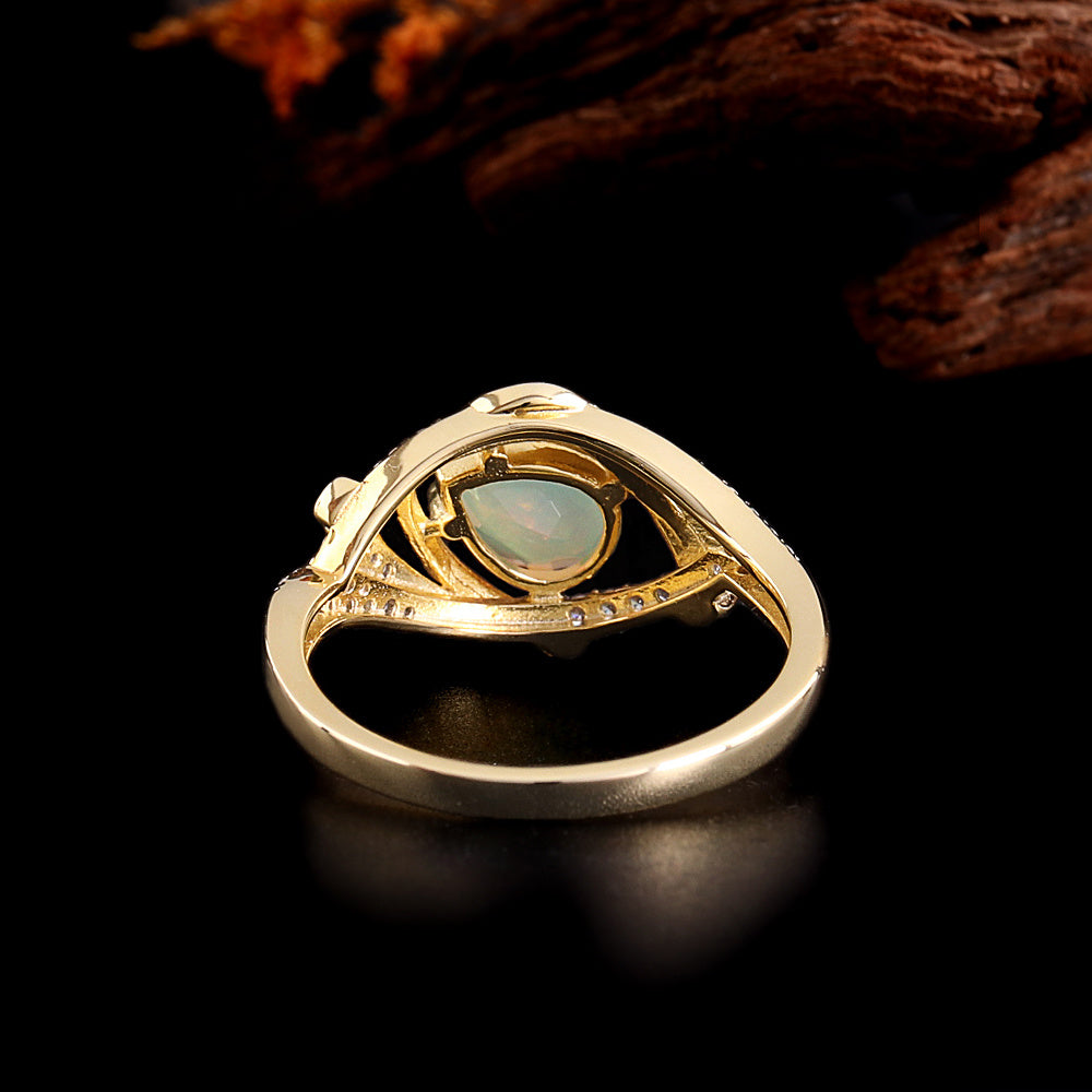 ‘Paisley’ Pear Opal Swirl Halo Set – ring back