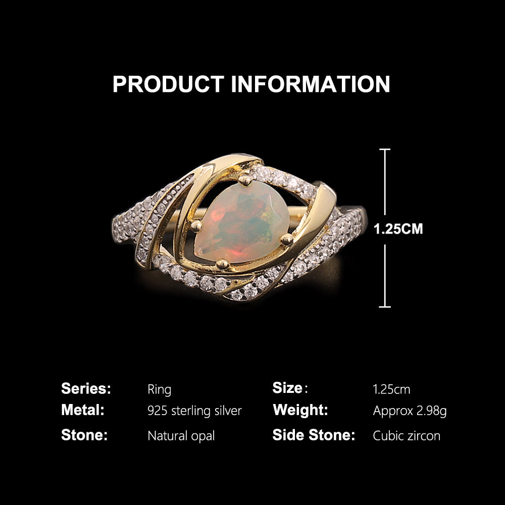 ‘Paisley’ Pear Opal Swirl Halo Set – ring info dimensions