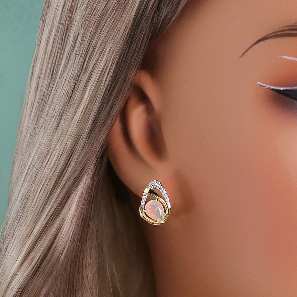 ‘Paisley’ Pear Opal Swirl Halo Set – on ear