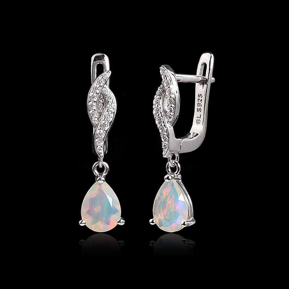 ‘Palmer’ Pear Opal Twist Drop Earrings