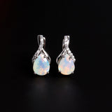 ‘Marnie’ Pear Opal Twist Leverback Earrings – pair front