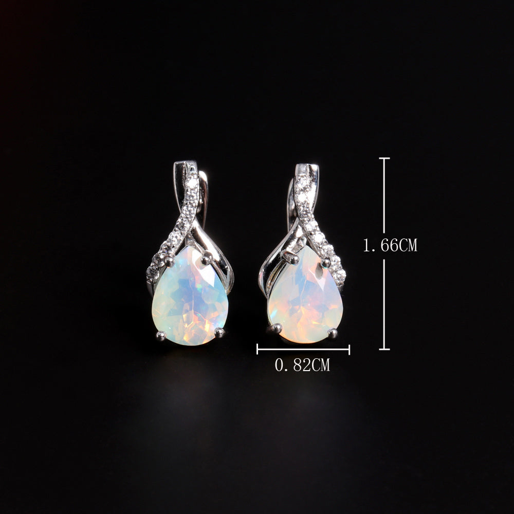 ‘Marnie’ Pear Opal Twist Leverback Earrings – dimensions