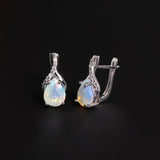 ‘Marnie’ Pear Opal Twist Leverback Earrings – wide side view