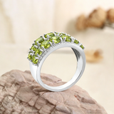 ‘Clovelly’ Peridot Cluster Dome Ring – on rock side