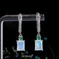‘Ellis’ Rectangle Opal Emerald Drop Earrings