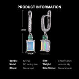 ‘Ellis’ Rectangle Opal Emerald Drop Earrings – dimensions