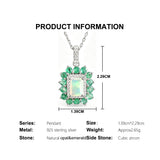 ‘Charlie’ Rectangle Opal Emerald Halo Pendant – specs dimensions