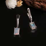‘Piper’ Rectangle Opal Tapered Bar Earrings – front and side