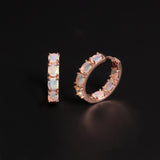 ‘Sunday’ Rose Gold Opal Hoop Earrings – side and front