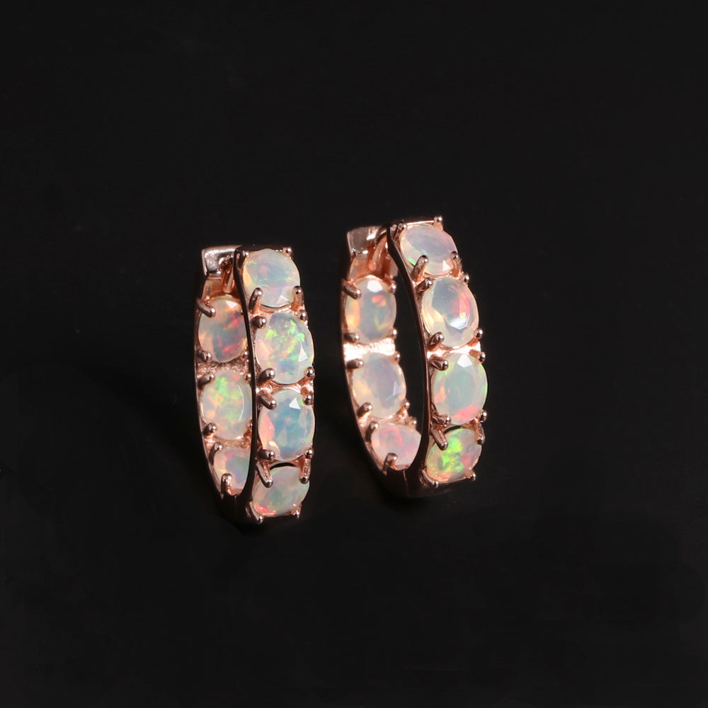 ‘Sunday’ Rose Gold Opal Hoop Earrings