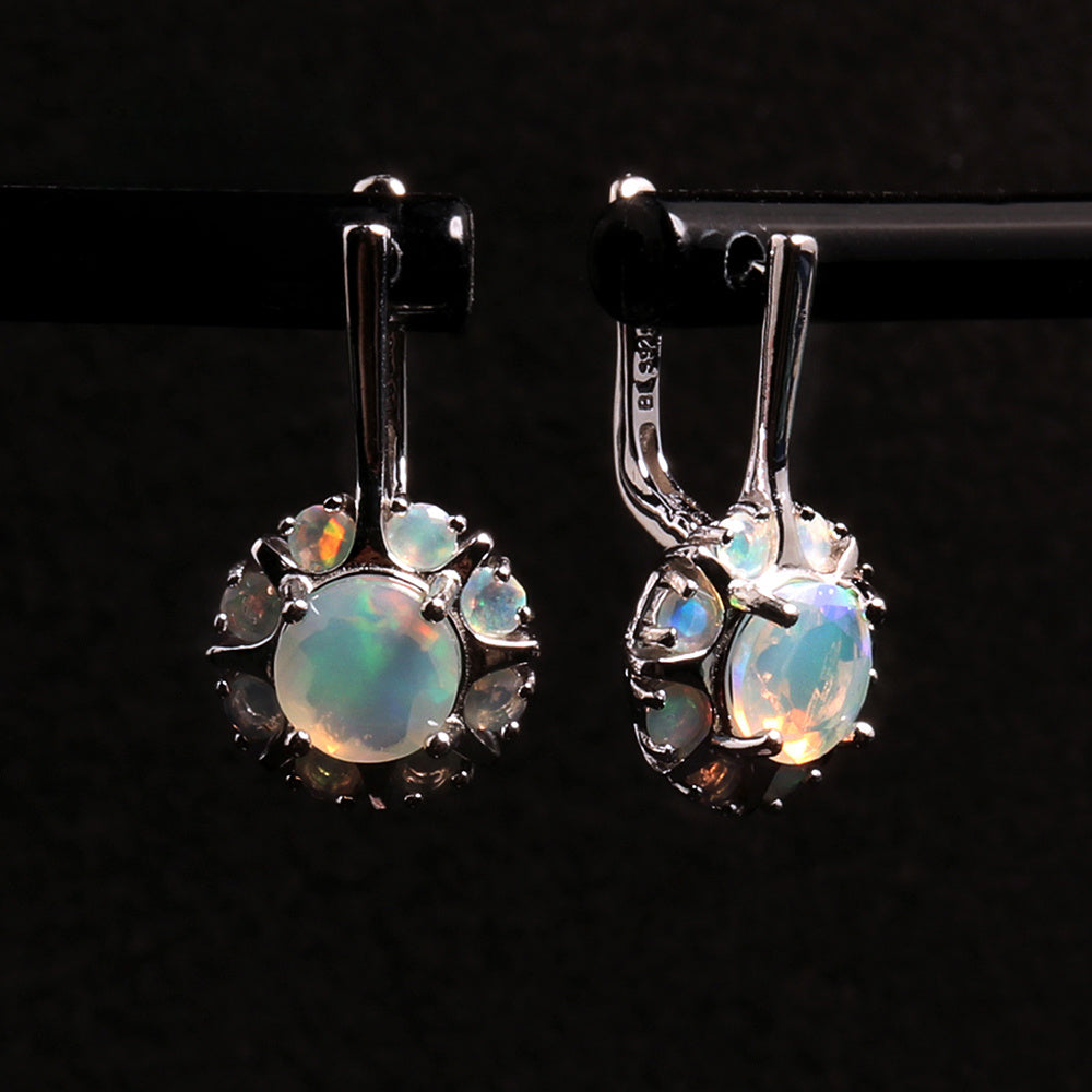 ‘Posy’ Round Opal Flower Cluster Earrings
