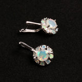 ‘Posy’ Round Opal Flower Cluster Earrings – flat lay