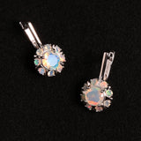 ‘Posy’ Round Opal Flower Cluster Earrings – diagonal view