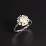 ‘Camellia’ Round Opal Flower Cluster Ring