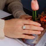 ‘Camellia’ Round Opal Flower Cluster Ring – on hand
