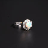 ‘Camellia’ Round Opal Flower Cluster Ring – side view