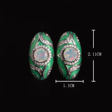 ‘Olive’ Round Opal Green Enamel Earrings – dimensions