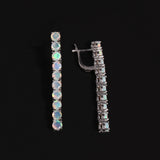 ‘Cora’ Round Opal Linear Bar Earrings – front and side