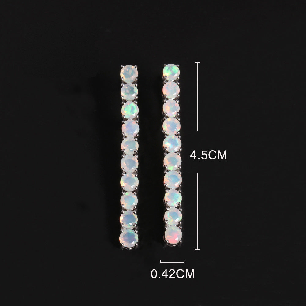 ‘Cora’ Round Opal Linear Bar Earrings – dimensions