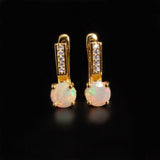 ‘Mesa’ Round Opal Pave Bar Earrings