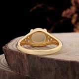 ‘Halley’ Round Opal Pave Shoulder Ring – back