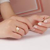 ‘Halley’ Round Opal Pave Shoulder Ring – on hand