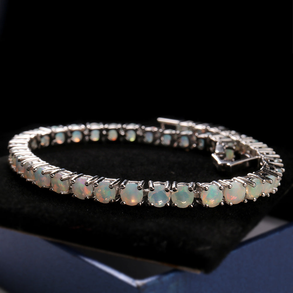 ‘Florence’ Round Opal Tennis Bracelet – side view