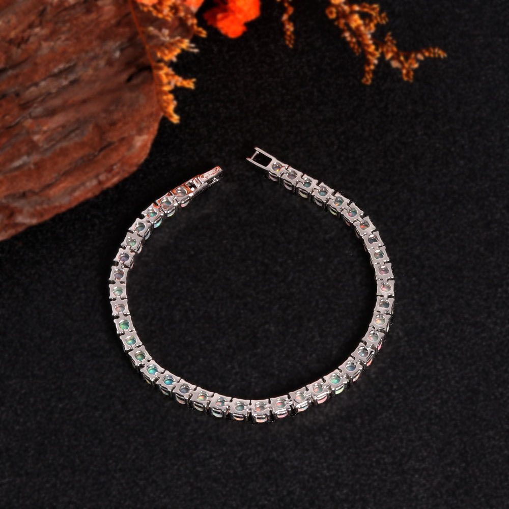 ‘Florence’ Round Opal Tennis Bracelet – flat loop