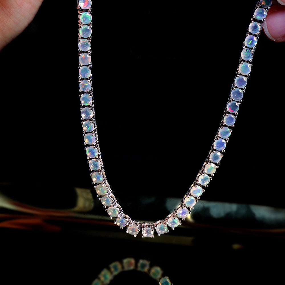‘Kimberley’ Round Opal Tennis Necklace – close up