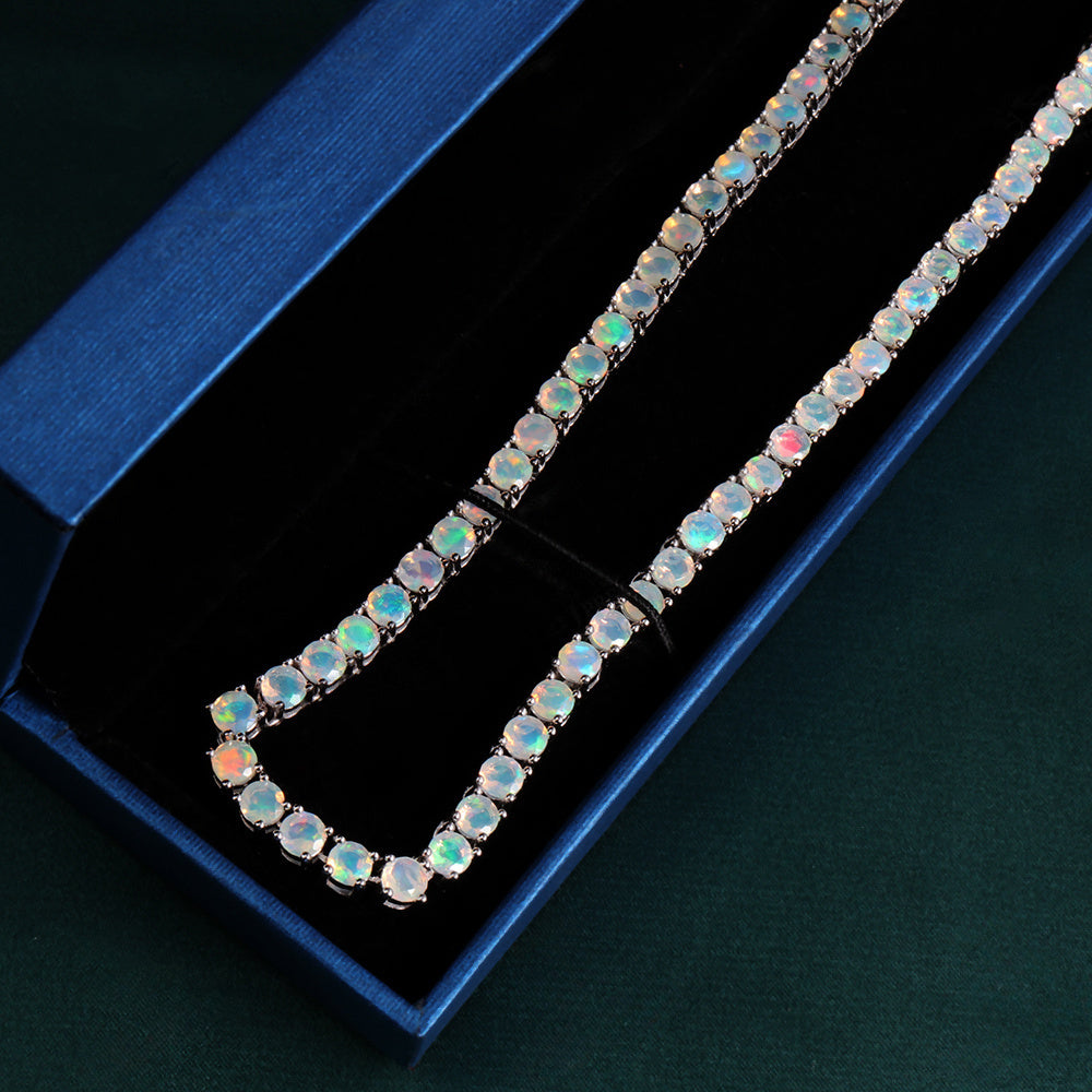 ‘Kimberley’ Round Opal Tennis Necklace – in gift box