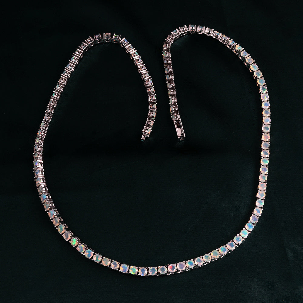 ‘Kimberley’ Round Opal Tennis Necklace – full length