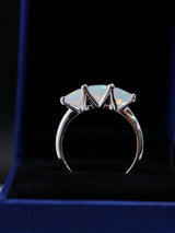 ‘Ridley’ Round Opal Three Stone Ring – in ring box