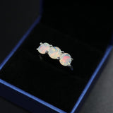 ‘Ridley’ Round Opal Three Stone Ring – box top view
