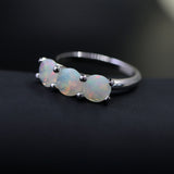 ‘Ridley’ Round Opal Three Stone Ring – side view