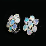 ‘Jubilee’ Seven Oval Opal Cluster Earrings – angled close