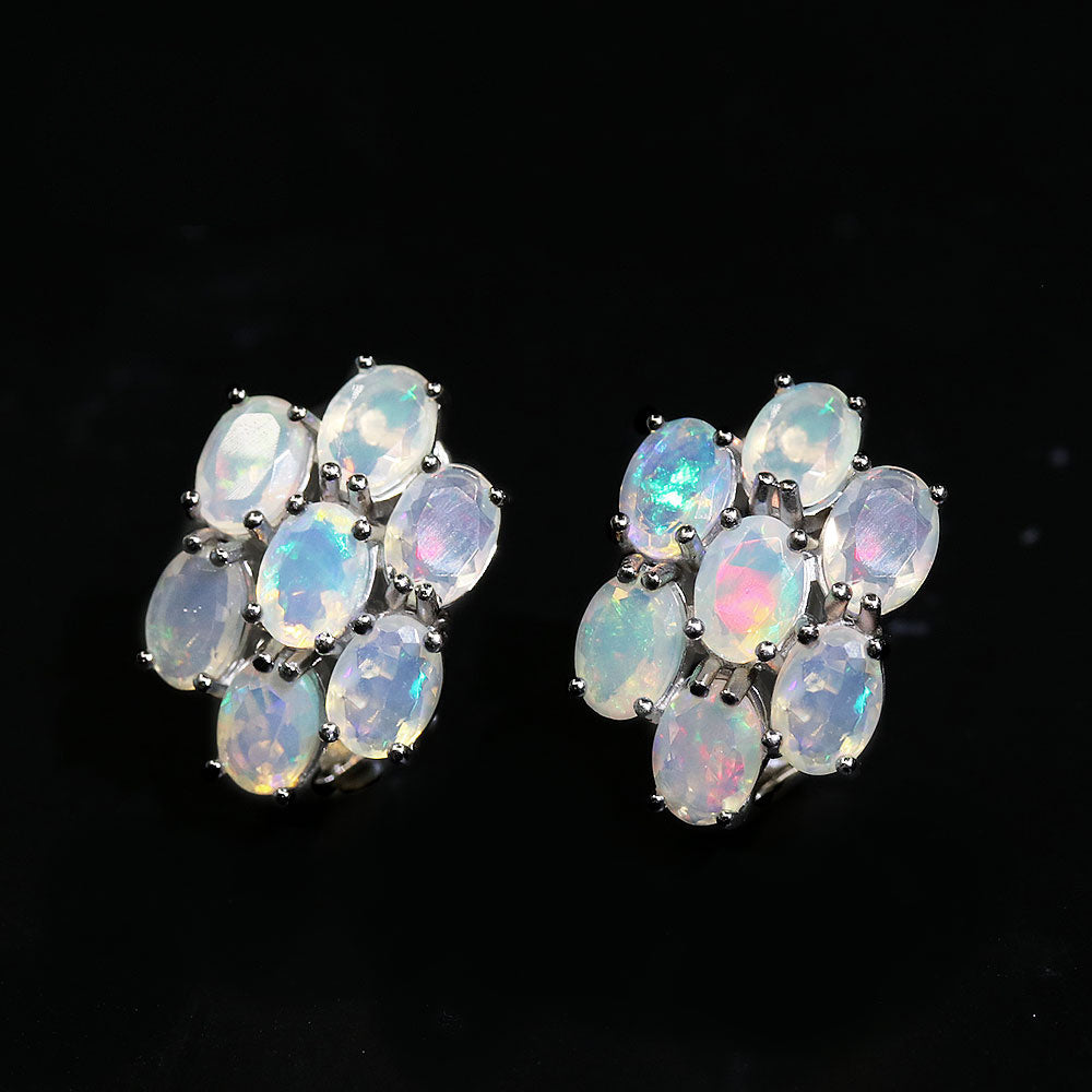 ‘Jubilee’ Seven Oval Opal Cluster Earrings – front close