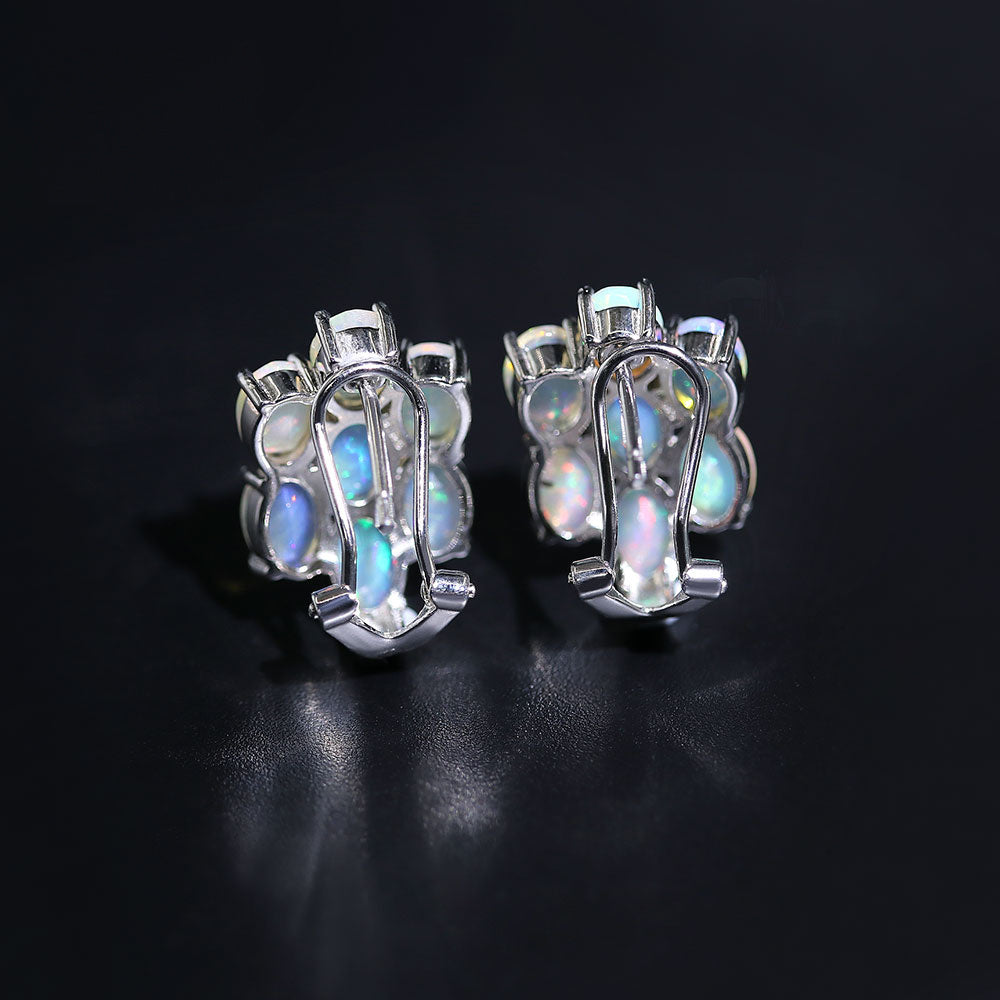 ‘Jubilee’ Seven Oval Opal Cluster Earrings – back view
