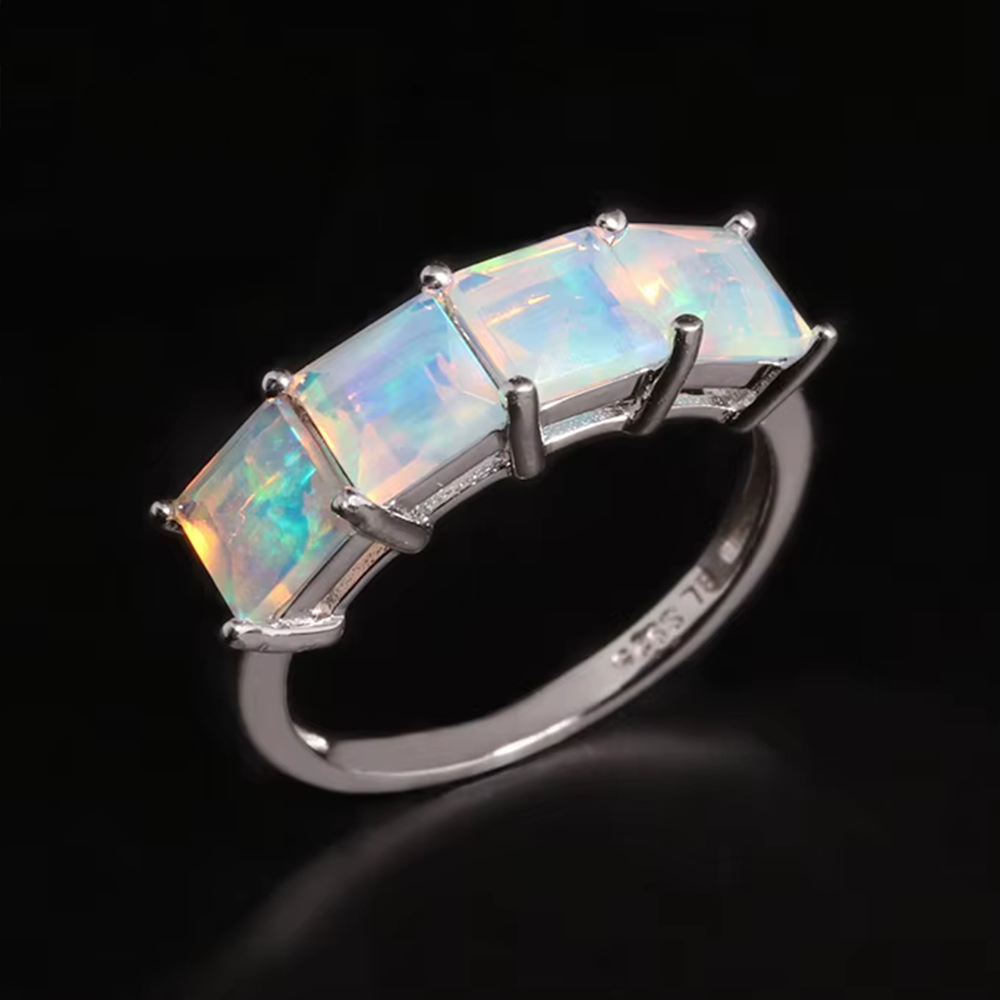 ‘Camden’ Square Opal Four Stone Ring