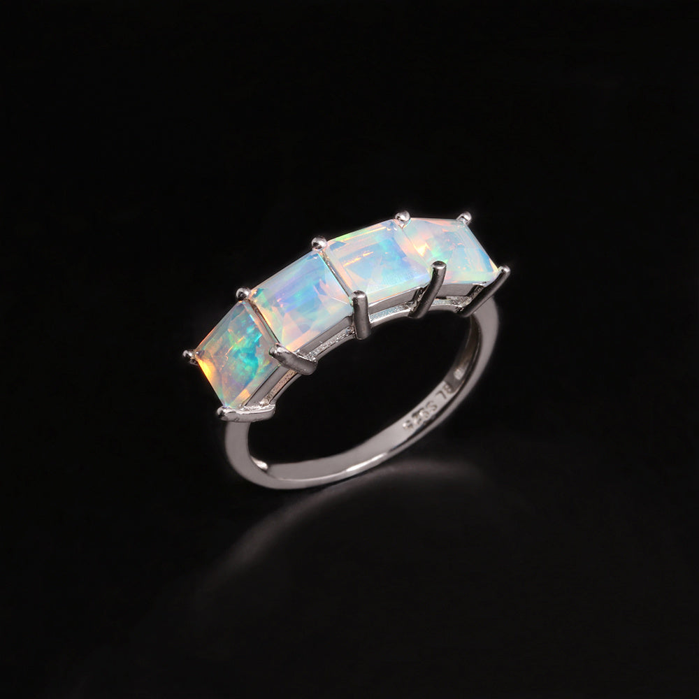 ‘Camden’ Square Opal Four Stone Ring – ring front