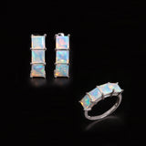 ‘Aubrey’ Square Opal Three Stone Set