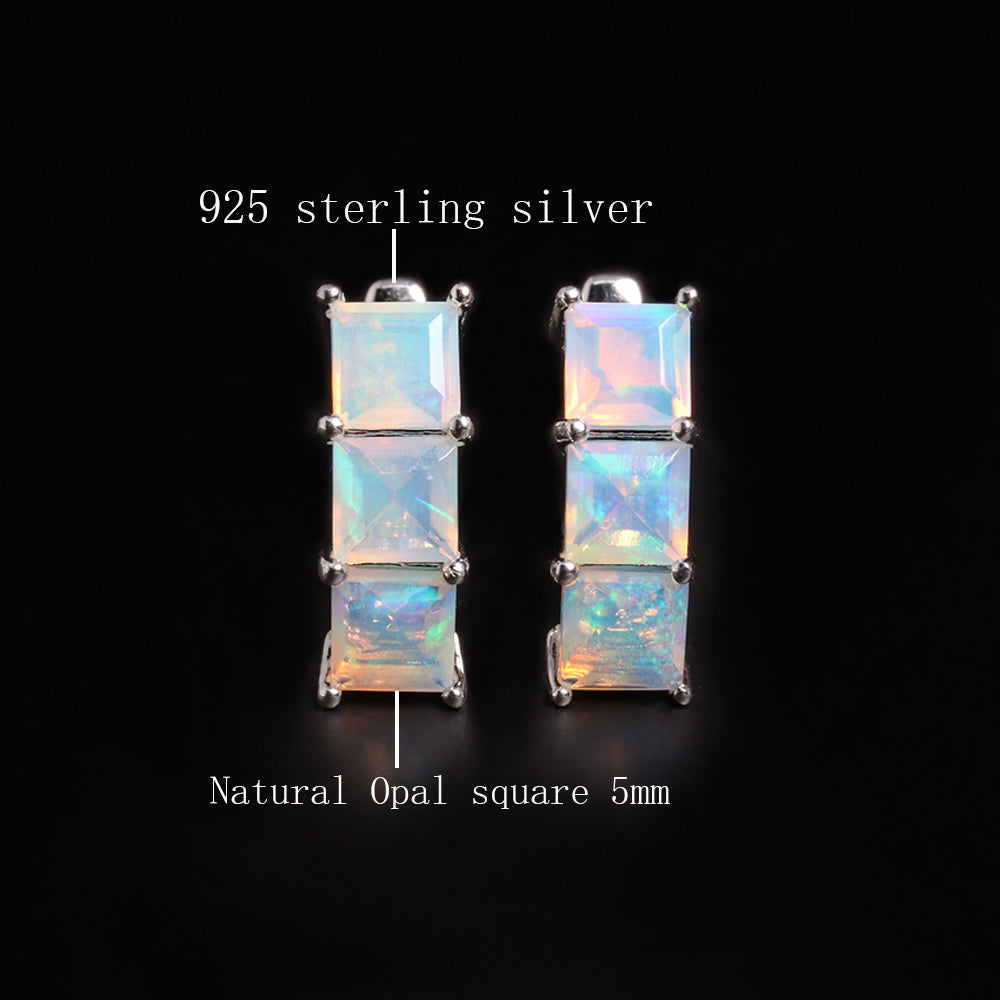‘Aubrey’ Square Opal Three Stone Set – earring materials
