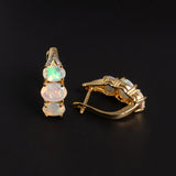 ‘Saffron’ Stacked Oval Opal Clip Earrings – side view
