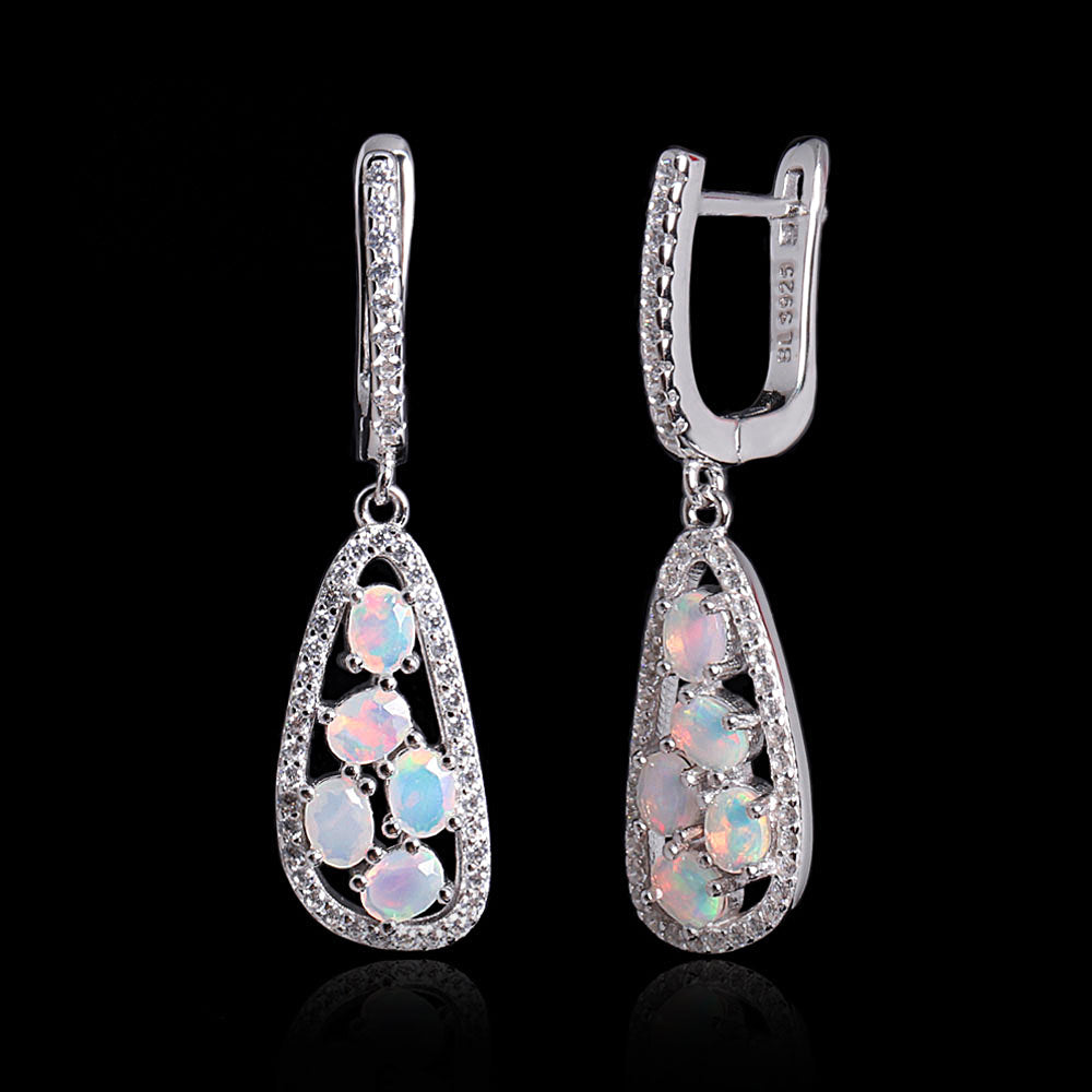 ‘Whitley’ Teardrop Opal Cluster Drop Earrings