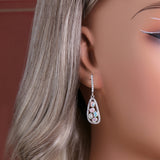 ‘Whitley’ Teardrop Opal Cluster Drop Earrings – on ear